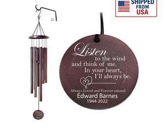 Personalized Memorial Windchime | Listen to the Wind | Customized Windchimes | Sympathy Gift | Memorial Keepsake