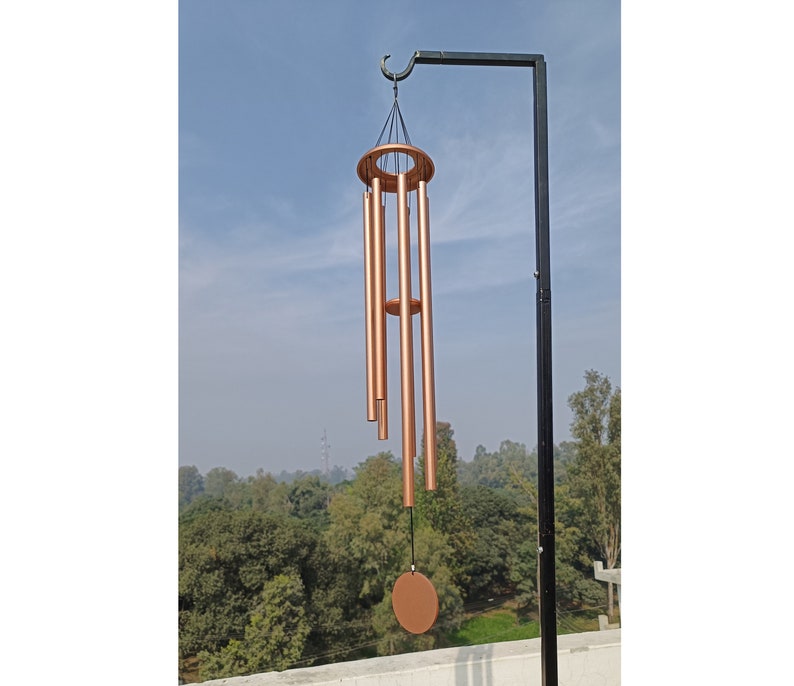 Deep Tone Copper Wind Chime with iron stand Anniversary windchime, Memorial windchime, Sympathy Gift, Calming Outdoor Decor Garden Patio image 1