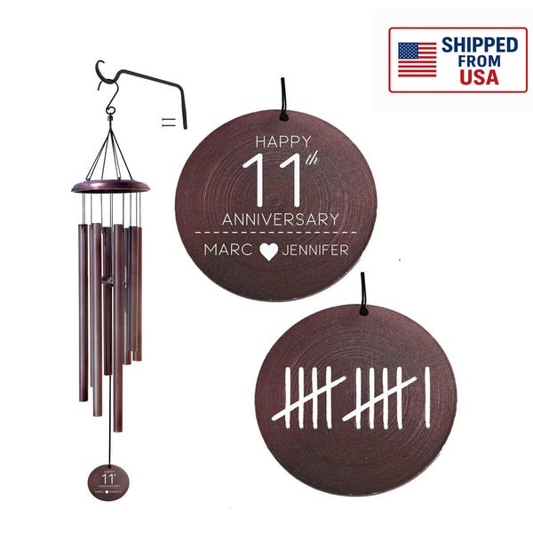 Personalized 11th-Anniversary Gift Wind chimes | Meaningful Anniversary Gift for Couples | Romantic Gifts