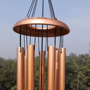 Deep Tone Copper Wind Chime with iron stand Anniversary windchime, Memorial windchime, Sympathy Gift, Calming Outdoor Decor Garden Patio image 5