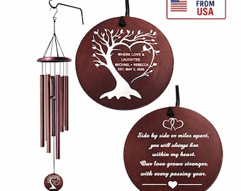 Personalized Anniversary Wind Chime – Engraved Couples Gift, Garden Decor - Gift for her - Housewarming gifts