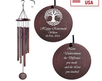 Personalized Retirement Wind Chime - Military Retirements - Retirement Gift for Teachers, Colleagues, Nurse