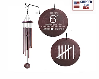Personalized 6th Anniversary Wind Chime - Unique Anniversary Present - Custom Windchime - Gift for him/her