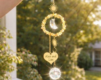 Personalized Rose Quartz Crystal Sun Catcher – Rainbow Prism Window Decor - Gift for her - Mother's Day gift