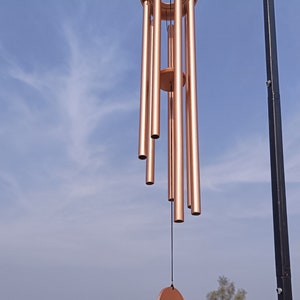 Deep Tone Copper Wind Chime with iron stand Anniversary windchime, Memorial windchime, Sympathy Gift, Calming Outdoor Decor Garden Patio image 3