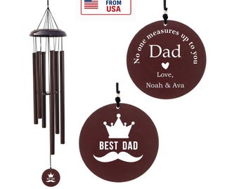 Personalized Aluminum Wind Chime for Dad | Custom Engraved Outdoor Decor –  Gift for Father - Father's day Gifts