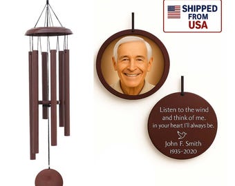 Personalized Memorial Wind Chime | In Memory Tribute Gift | Gentle “Listen to the Wind” Sympathy Chimes | Remembrance Keepsake.