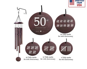 Personalized Anniversary Wind chime Gift - 50th Anniversary gift - Gift for Couples - Customized gift - Customizable Windchimes