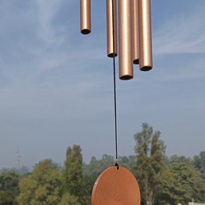 Deep Tone Copper Wind Chime with iron stand Anniversary windchime, Memorial windchime, Sympathy Gift, Calming Outdoor Decor Garden Patio image 7