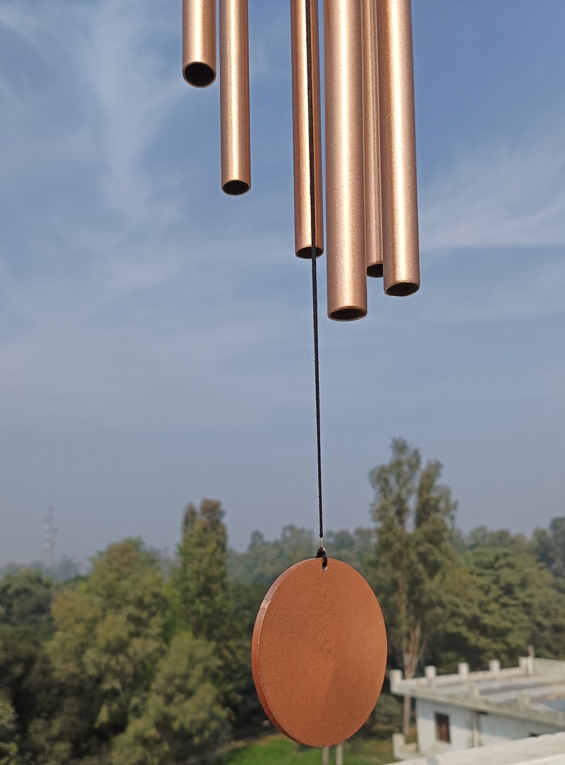 Deep Tone Copper Wind Chime with iron stand Anniversary windchime, Memorial windchime, Sympathy Gift, Calming Outdoor Decor Garden Patio image 7