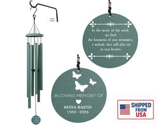 Personalized Memorial Windchime - Remembrance Sympathy Gift - In Memory of a Loved One - Bereavement Gift