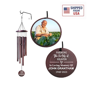 Farming in Heaven Wind Chime | Personalized Gift | Farmer Memorial Gift | Loss of Grandpa, Father Windchime