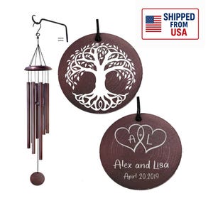 Personalized Wedding Wind Chime - Interlocking Hearts Windchime - Gift for him/her - Anniversary      Gift