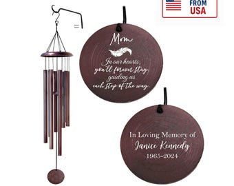 Memorial Windchime for loss of Mother - Personalized Sympathy Wind Chimes - Mom Remembrance Gifts