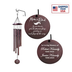Mom and Dad Memorial Wind Chime | Loss of Parents Windchime | Personalized Sympathy Gift | Remembrance Garden Chime