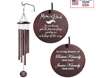 Mom and Dad Memorial Wind Chime | Loss of Parents Windchime | Personalized Sympathy Gift | Remembrance Garden Chime