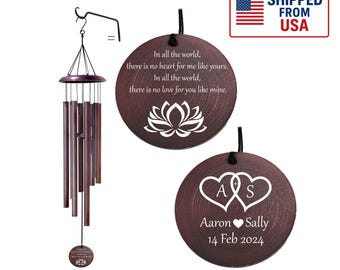 Personalized Anniversary Wind Chime | Initial Hearts Engraving | Wedding Gifts | Housewarming Gift | Gift for her