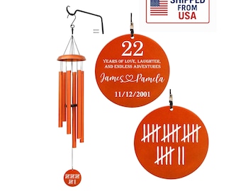 Personalized 22nd Anniversary Wind Chime - Copper Finish Aluminum Tubes - Parent's Anniversary Gift - Couples gift