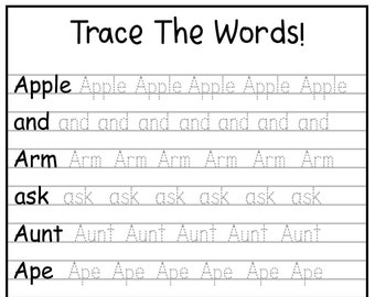 pre k 5 worksheets 23 Printable Trace The Words Worksheets! Ages 3 - 6 (KG1 - Grade 1) Suitable For Classrooms