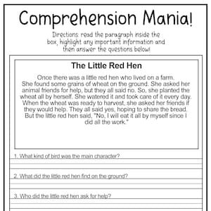 10 Printable Reading Comprehension English Worksheets! Comprehension, Reading And Writing Practice (Ages 4 - 7) - KG1 to Grade 2 -