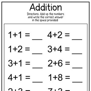 10 Printable Addition Math Worksheets! Addition Practice Using Single, Two And Three Digit Numbers (Ages 4 - 7) - KG1 to Grade 2 -