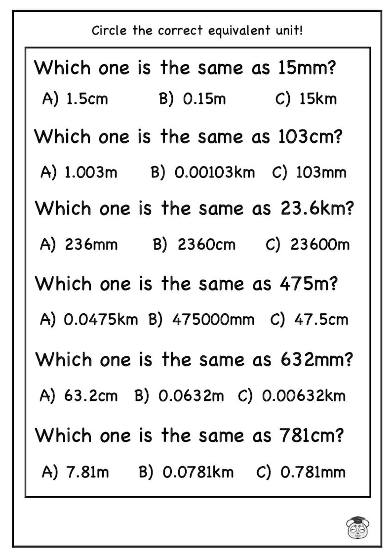 7 Page Printable Mastering Metric Length Conversion Solve, Compare