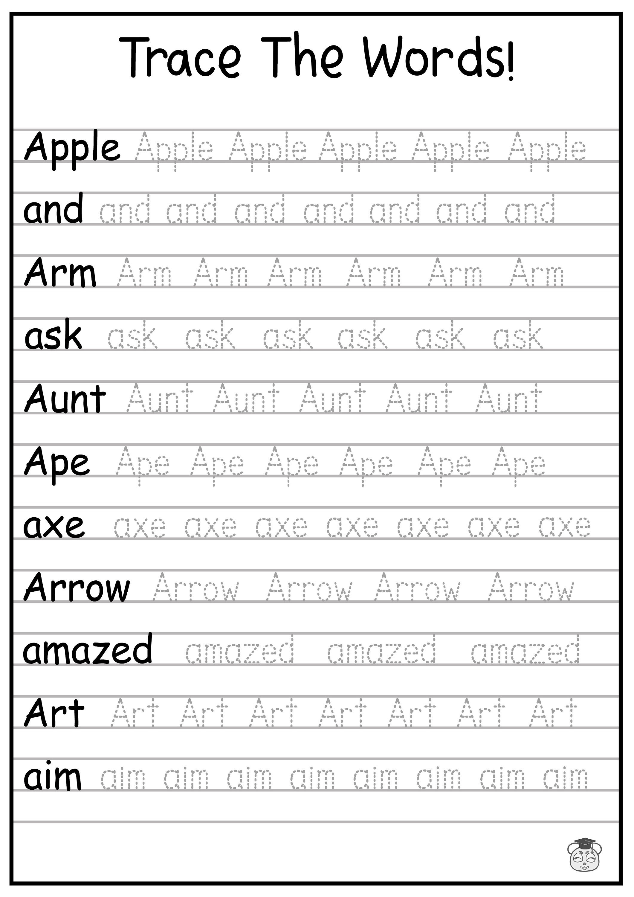 24 printable trace the words worksheet alphabetical a z capital and