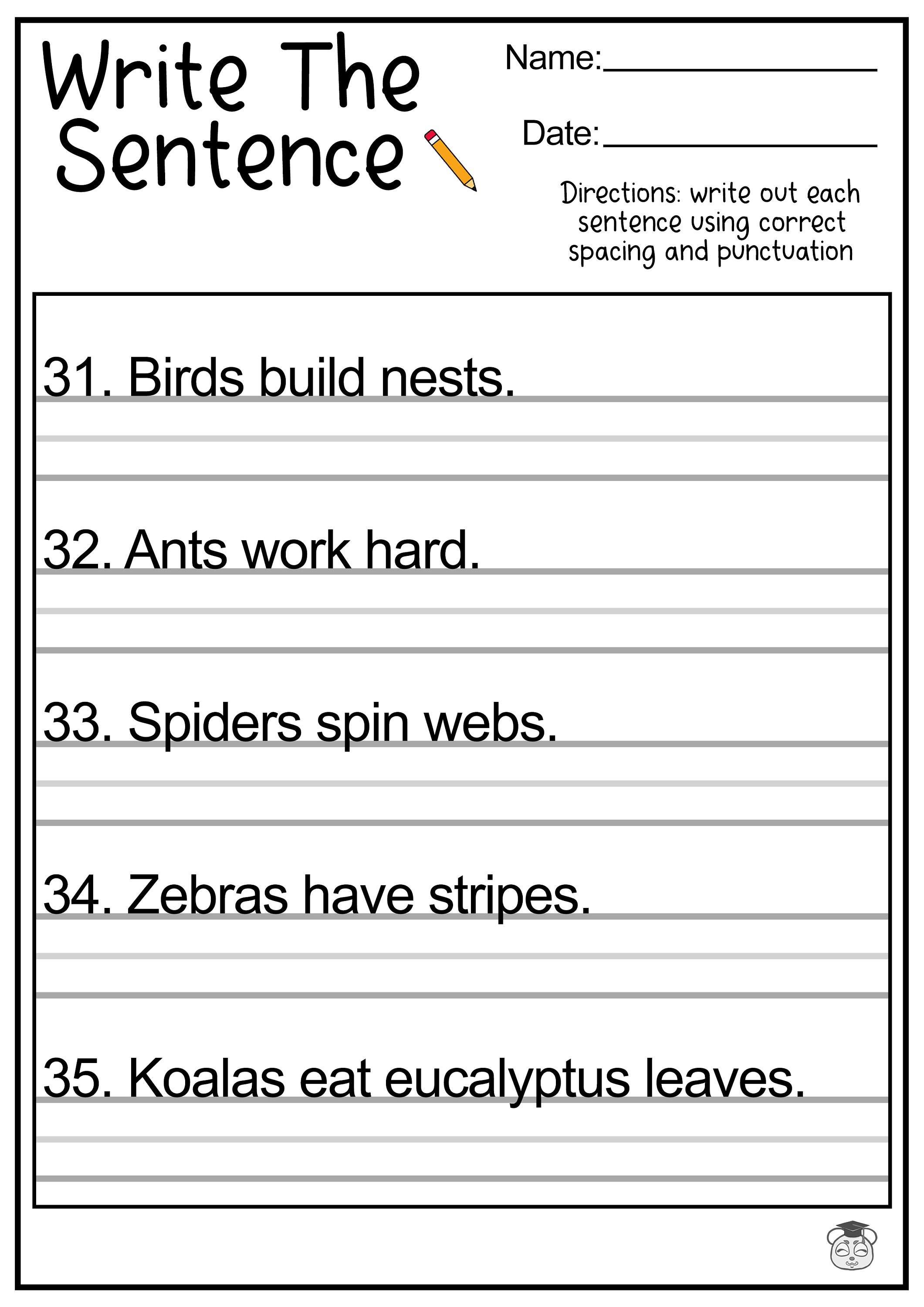 11 Printable Sentence Writing English Worksheets Improve Reading And 