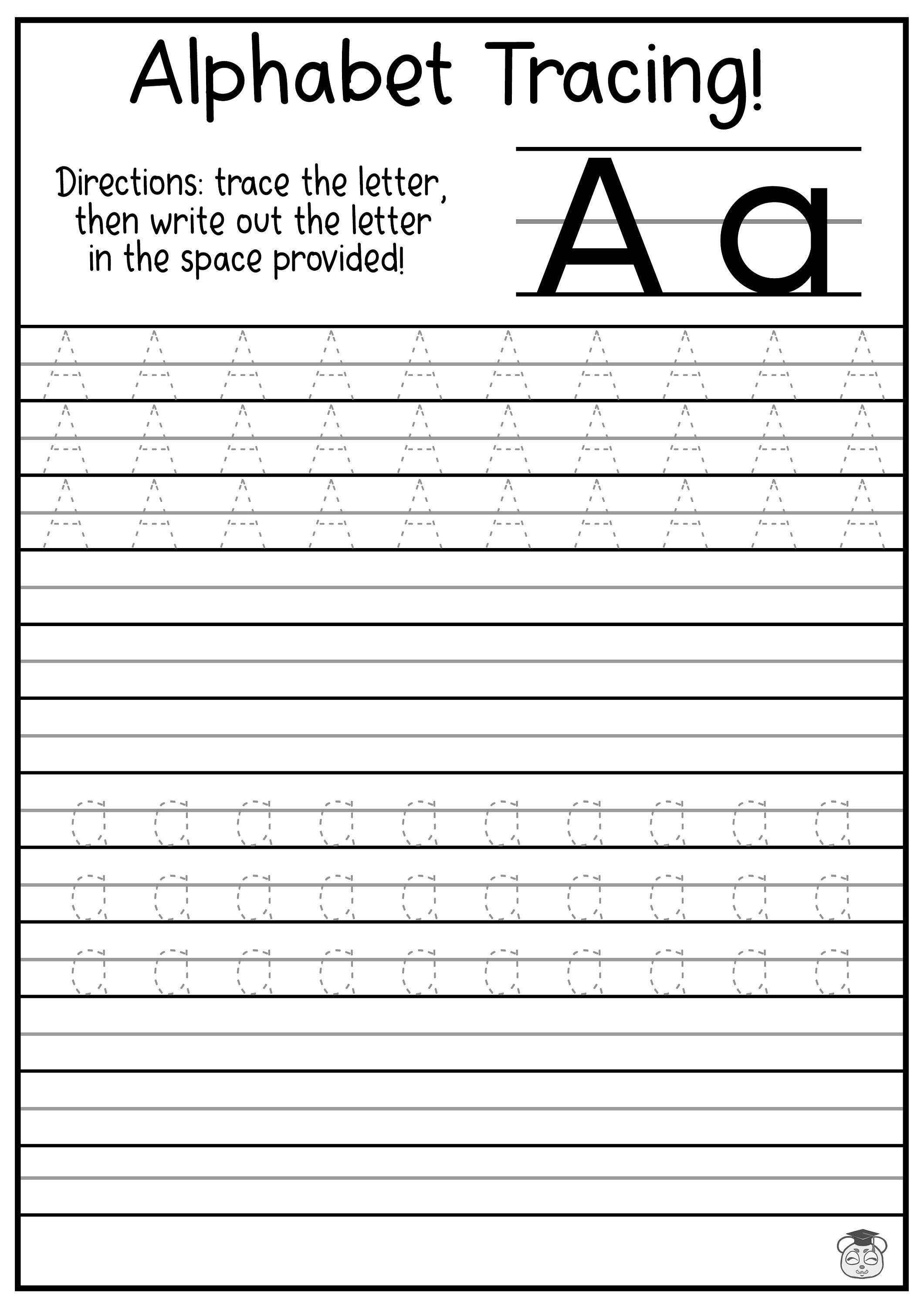 26 Printable Alphabet (AZ) Uppercase and Lowercase Letter Tracing