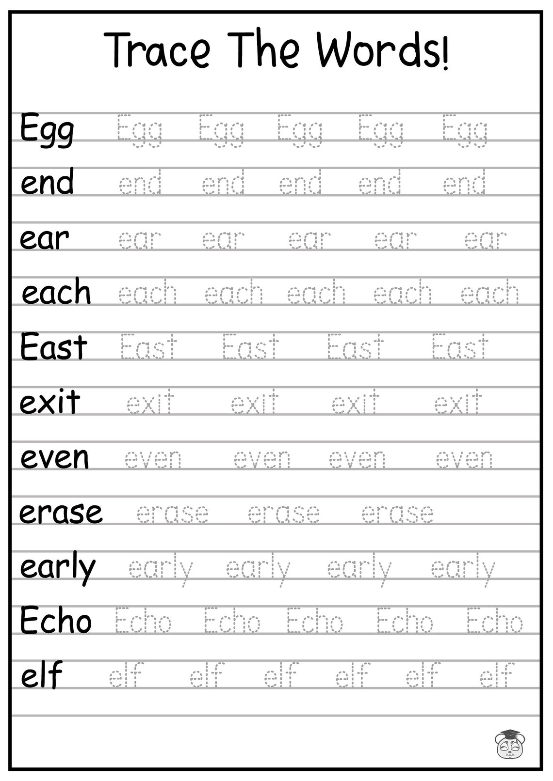24 Printable Trace the Words Worksheet Alphabetical AZ Etsy