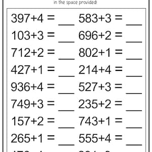 10 Printable Addition Math Worksheets! Addition Practice Using Single ...