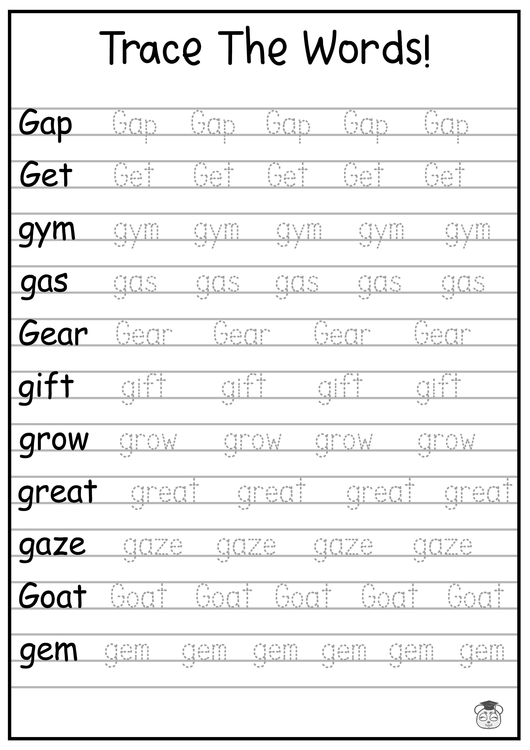 24 Printable Trace the Words Worksheet Alphabetical A Z Etsy 24 Printable Trace the Words Worksheet Alphabetical A Z Etsy