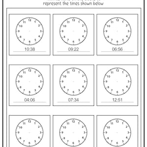 8 Printable Time-telling Math Worksheets! Telling the Time by Drawing ...