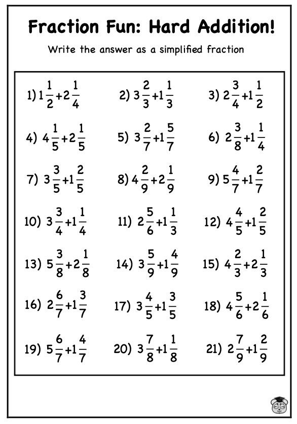 Mixed Fraction Addition Worksheets for Kids 7 11 Engaging Math