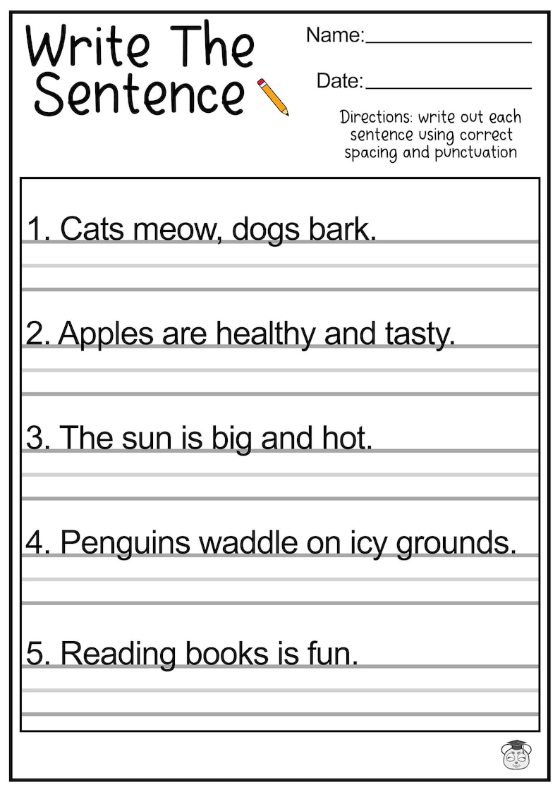 11 Printable Sentence Writing English Worksheets Improve Reading and