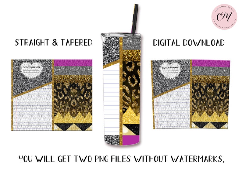 Composition Book Pencil Glitter 20oz Straight Tumbler Design Etsy