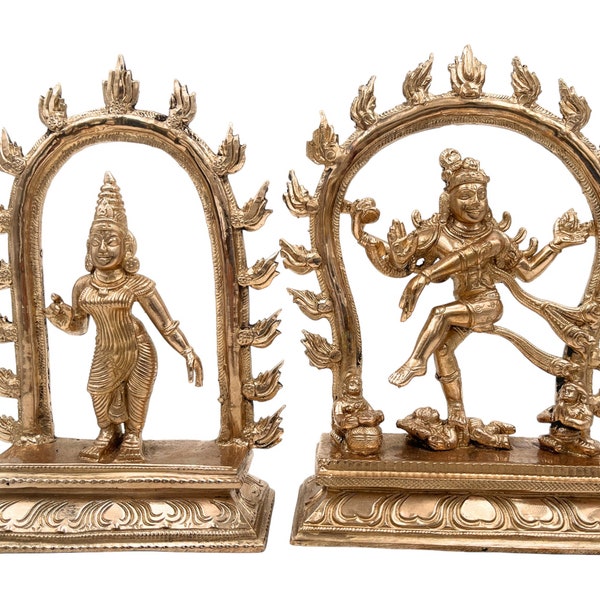 Bhunes Bronze Shiva Parvati Murti, idoles Shiv Parwathi, idoles Uma Maheshwara, Uma Shankar Silai, statue d'Umamaheshwaram, or, 7 pouces, 1 pièce