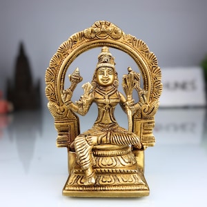 Brass Rajarajeshvari Idol: Tripura Sundari, Lalita Devi - Hindu Pooja Decor