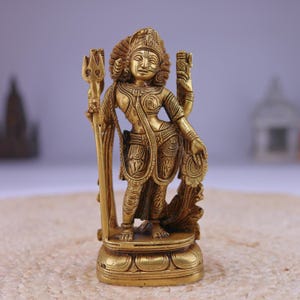 Brass Ardhanarishvara Idol, Divine Shiv Parvati Statue, Ardhanarishwar Sculpture, Spiritual Decor, Gold, 6 Inch, 1 Piece