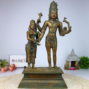 Handcrafted Bronze Shiva Parvati Idol: Panchaloha Kalyanasundara Murti