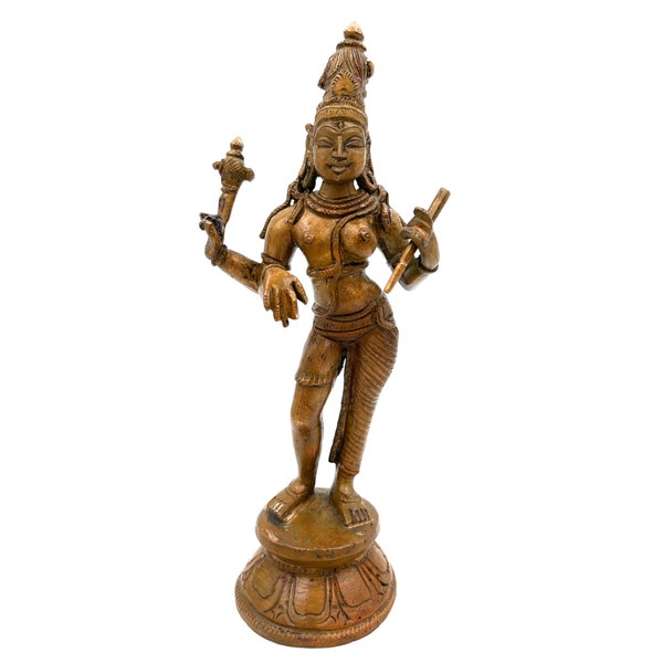 Idoles Bhunes en bronze d'Ardhanarishvara, Panchaloha Ardhnari, Ardha Nariswara Silai, Ardhanarishvara, statue de Naranari, marron, 7,5 pouces, 1 pièce