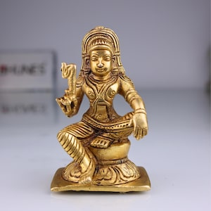 Brass Ayyanar Idol: Tamil Guardian Deity Murti for Home Temple