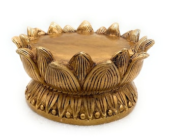 Bhunes Brass Lotus Shaped Peetham For Idols Chowki Bajot Aasan Peetha For Poja Chowkis For Gods And Temples Puja Shinghashan, 3 Inch