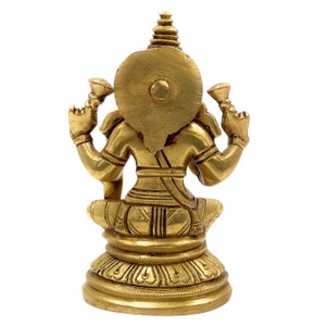 Bhunes Brass Maha Lakshmi Idol, Goddess Laxmi Ji Sitting Statue For Pooja And Home Decor, Gold, 5 Inch image 5