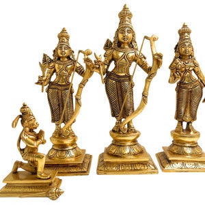 Bhunes Brass Ram Darbar, Ram Sita Laxman Hanuman Idols, Oro, 12 pollici, 1 pezzo