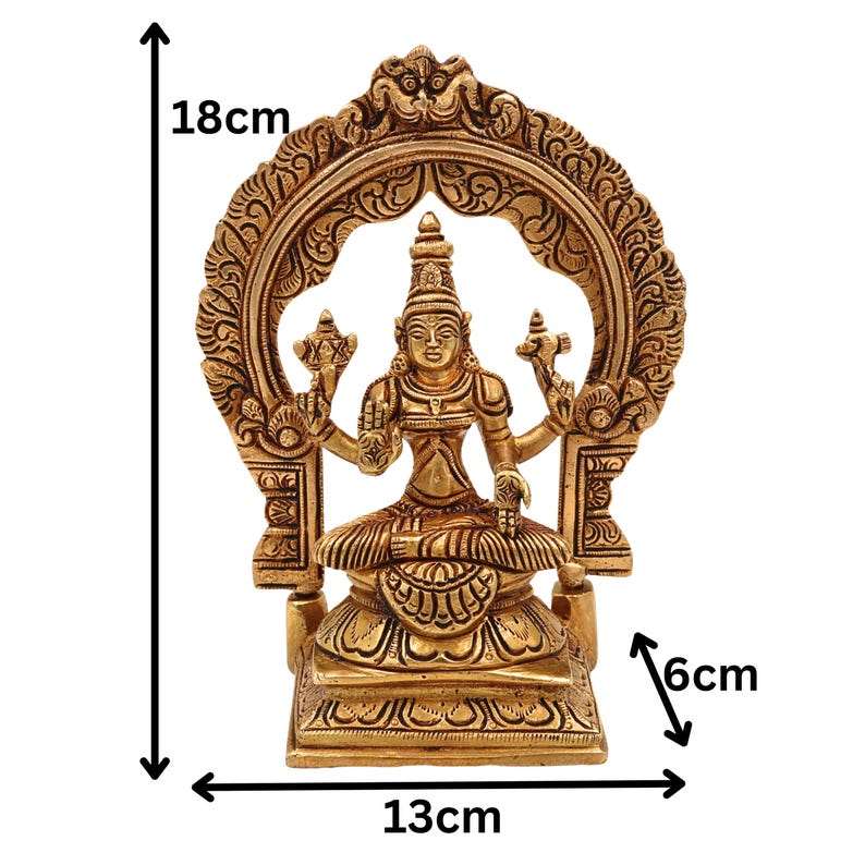 Brass Mookambika Devi Idol: Adi Shakti / Parvati Murti para Pooja y Gifting. imagen 6