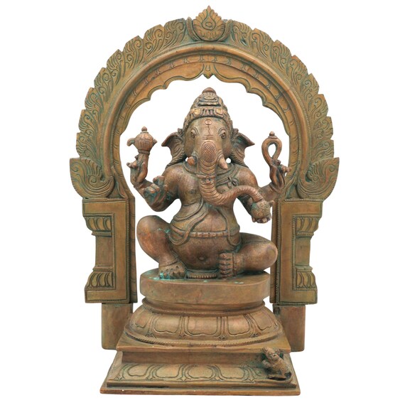 手作りの Panchaloha ブロンズ ガネーシャ像: Vinayaka Idol、13