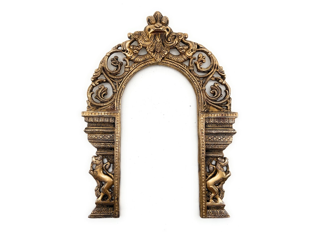 Bhunes Brass Prabhavali Frame Arch Wall Hanging With 2 Yali Prabhawal