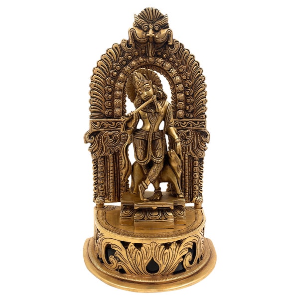 Idoles Bhunes du Seigneur Krishna en laiton pour Prabhavali et Chowki, statue Kanhaiyya Murti Thakurji, Gopal Kisna Silai, Keshava Vigraha, or, 27 cm