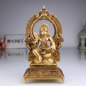 Brass Ayyanar Shasta Idol with Prabhavali: Tamil Village Guardian